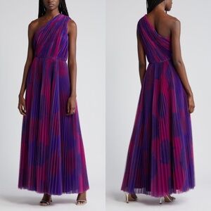 NEW Hutch Tarina Pleated One Shoulder Gown Combo Oversized Roses 10